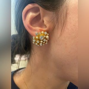 Diamond and pearl statement earrings